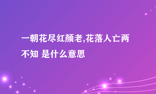 一朝花尽红颜老,花落人亡两不知 是什么意思