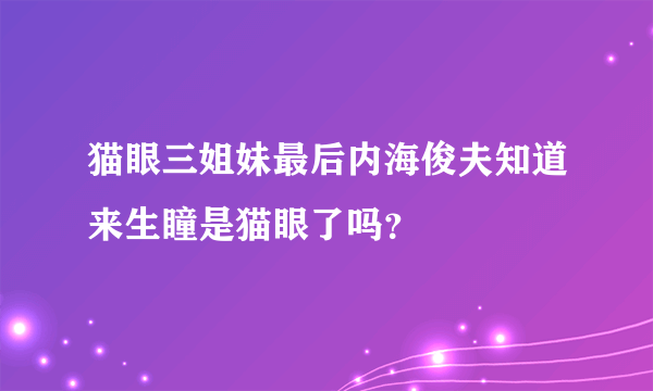 猫眼三姐妹最后内海俊夫知道来生瞳是猫眼了吗？