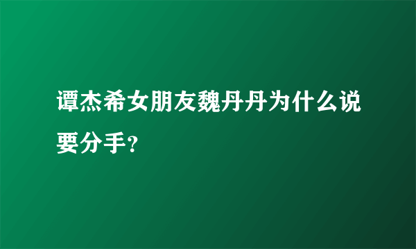 谭杰希女朋友魏丹丹为什么说要分手？