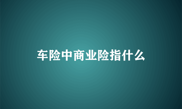 车险中商业险指什么