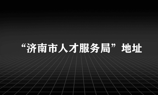 “济南市人才服务局”地址