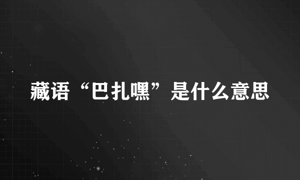 藏语“巴扎嘿”是什么意思