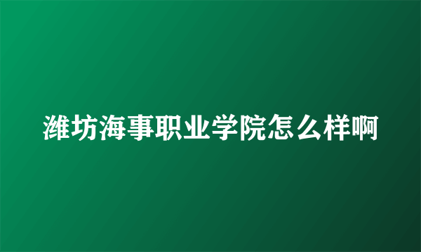 潍坊海事职业学院怎么样啊