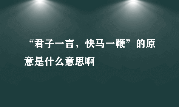 “君子一言，快马一鞭”的原意是什么意思啊
