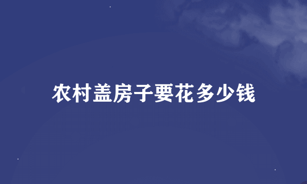 农村盖房子要花多少钱
