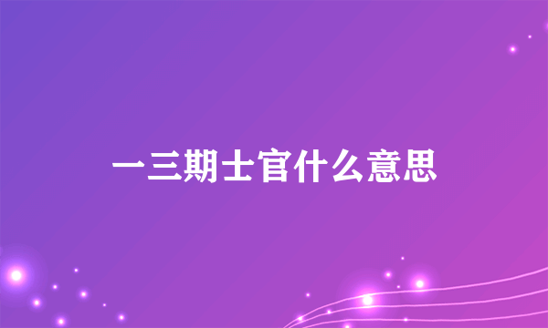 一三期士官什么意思