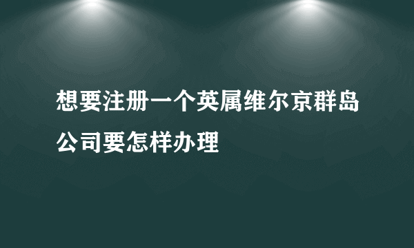 想要注册一个英属维尔京群岛公司要怎样办理