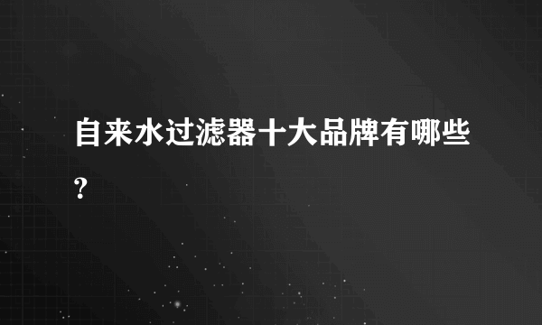 自来水过滤器十大品牌有哪些？