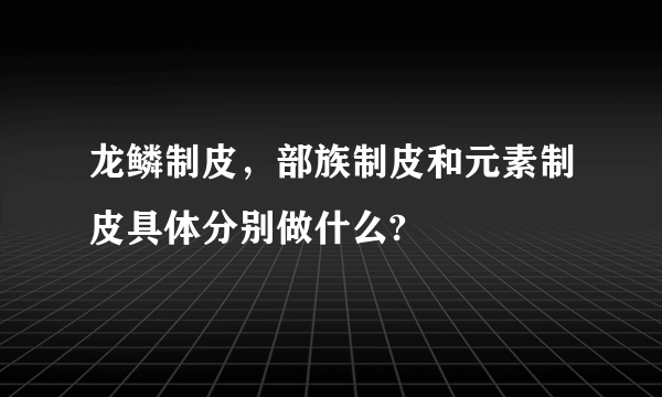 龙鳞制皮，部族制皮和元素制皮具体分别做什么?