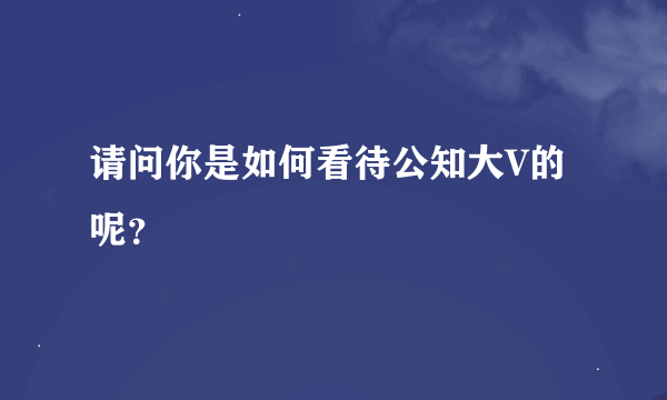 请问你是如何看待公知大V的呢？