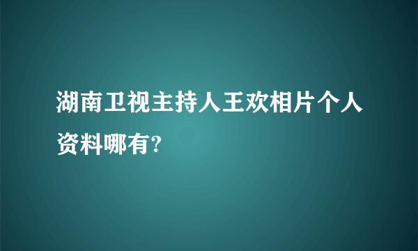 湖南卫视主持人王欢相片个人资料哪有?