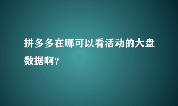 拼多多在哪可以看活动的大盘数据啊？