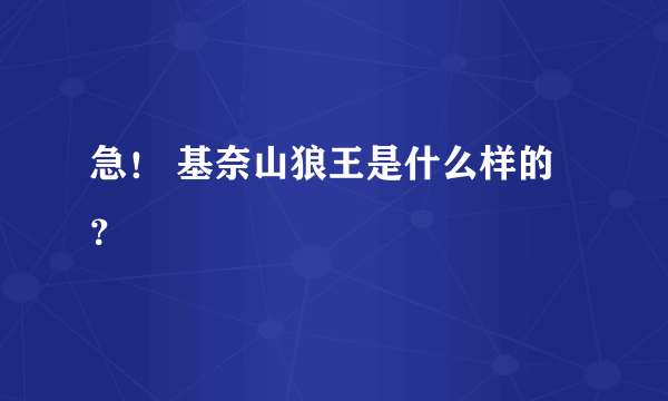 急！ 基奈山狼王是什么样的？