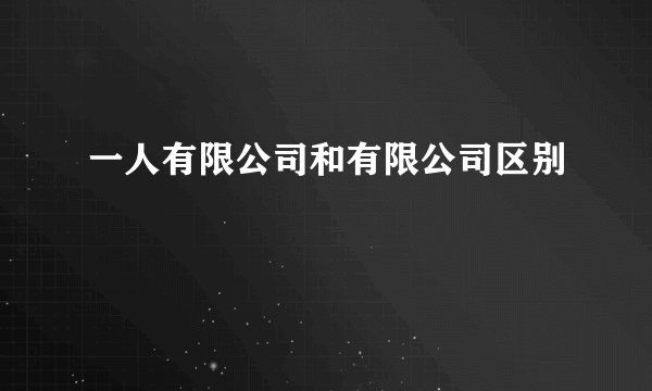 一人有限公司和有限公司区别