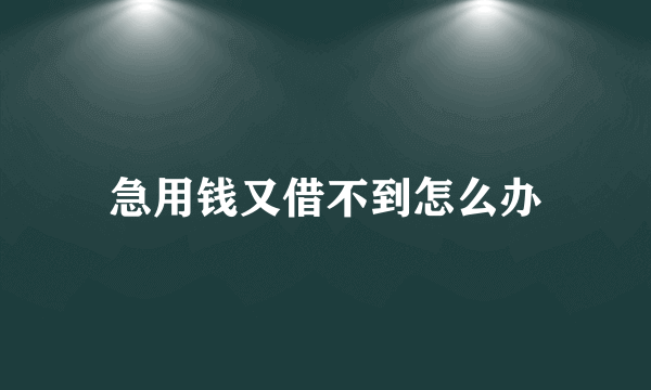 急用钱又借不到怎么办