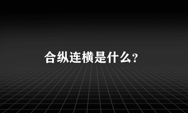 合纵连横是什么？