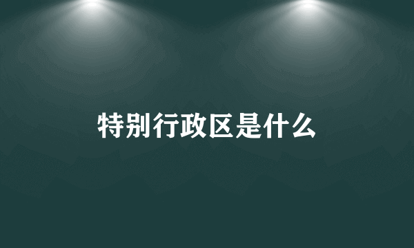 特别行政区是什么