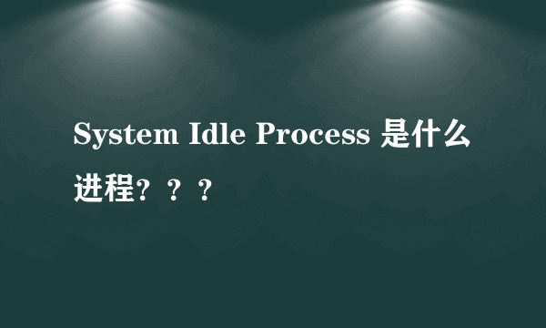 System Idle Process 是什么进程？？？