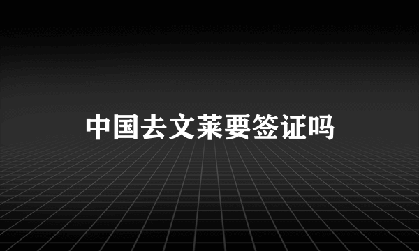 中国去文莱要签证吗