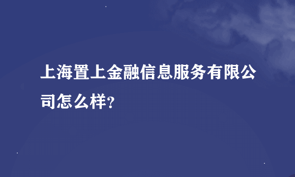 上海置上金融信息服务有限公司怎么样？