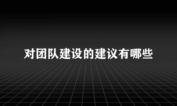 对团队建设的建议有哪些