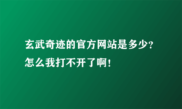 玄武奇迹的官方网站是多少？怎么我打不开了啊！