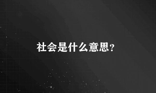 社会是什么意思？