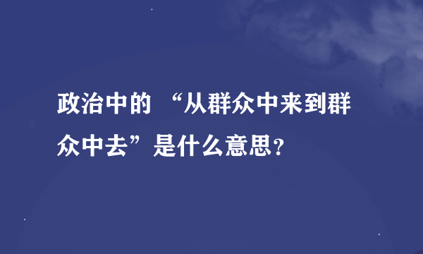 政治中的 “从群众中来到群众中去”是什么意思？