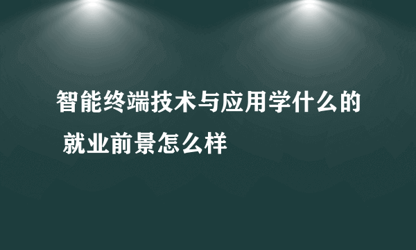 智能终端技术与应用学什么的 就业前景怎么样