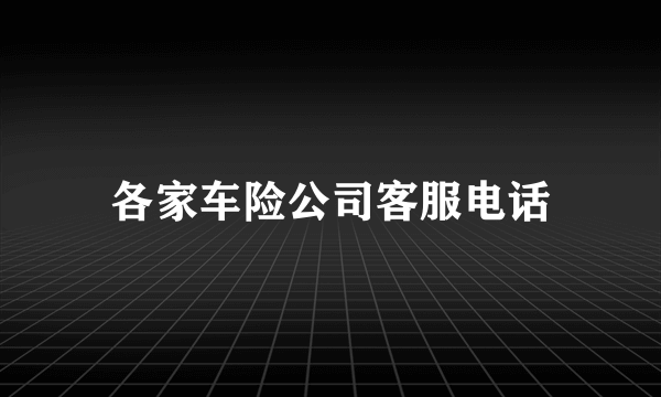 各家车险公司客服电话