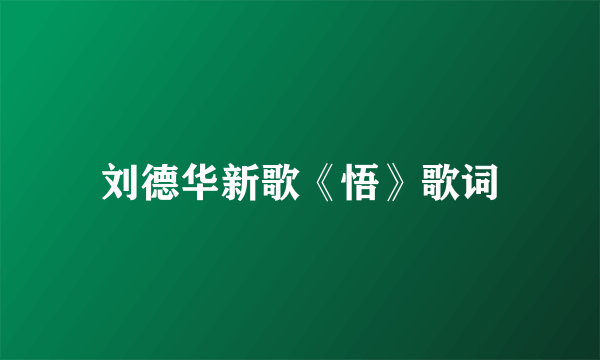 刘德华新歌《悟》歌词