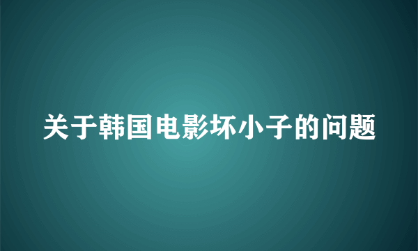 关于韩国电影坏小子的问题