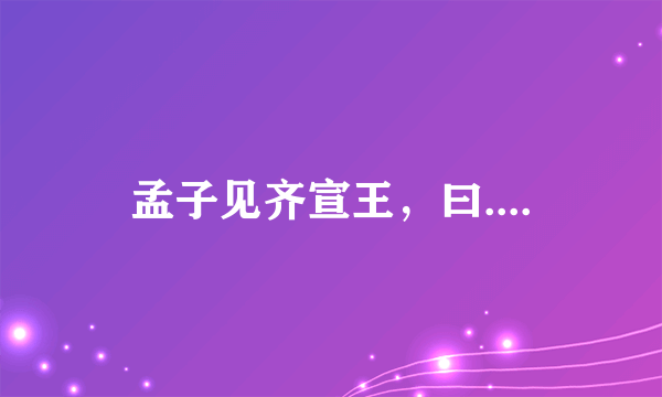 孟子见齐宣王，曰....