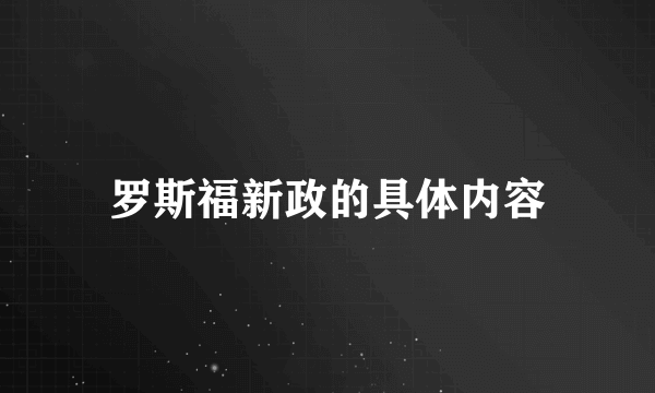 罗斯福新政的具体内容
