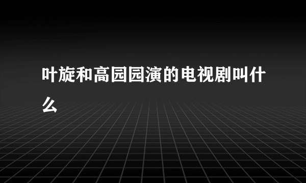 叶旋和高园园演的电视剧叫什么