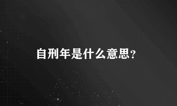 自刑年是什么意思？