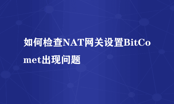 如何检查NAT网关设置BitComet出现问题