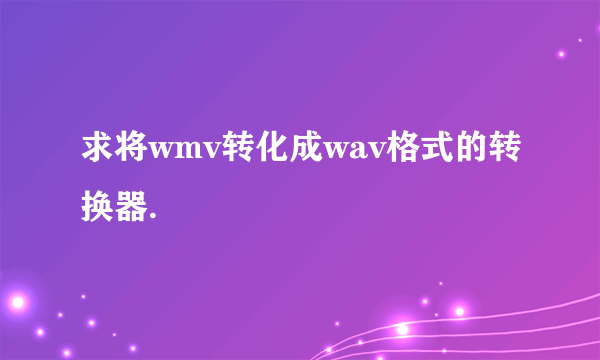 求将wmv转化成wav格式的转换器.