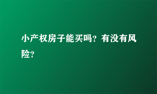 小产权房子能买吗？有没有风险？