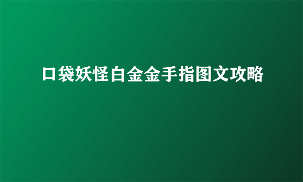 口袋妖怪白金金手指图文攻略