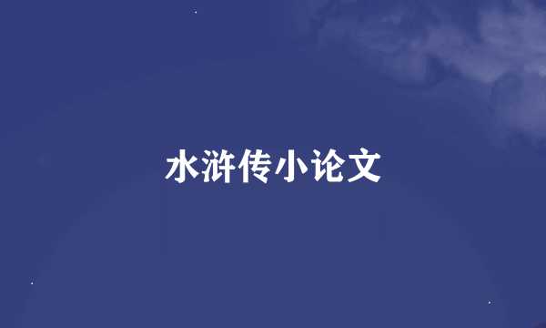 水浒传小论文