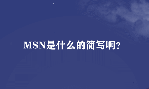 MSN是什么的简写啊？