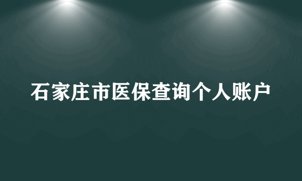 石家庄市医保查询个人账户