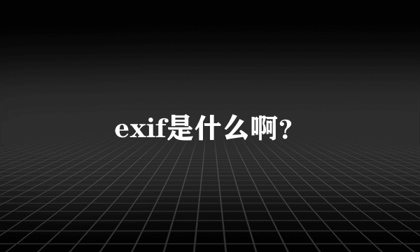 exif是什么啊？