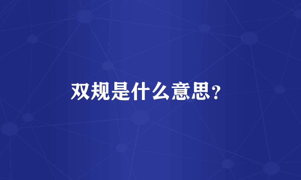 双规是什么意思？