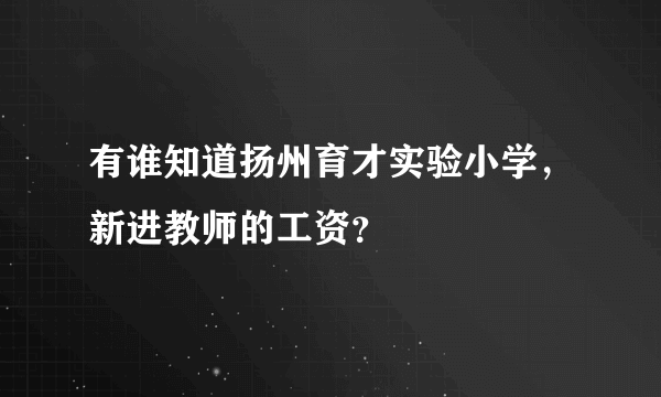 有谁知道扬州育才实验小学，新进教师的工资？