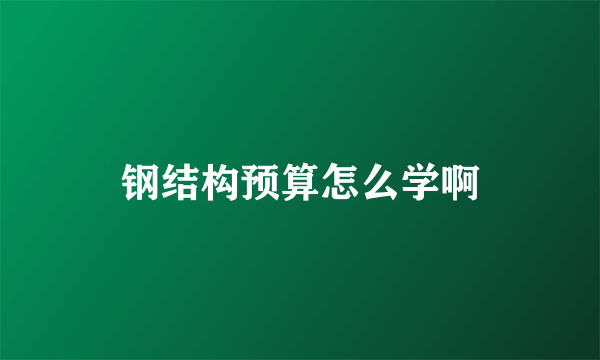 钢结构预算怎么学啊