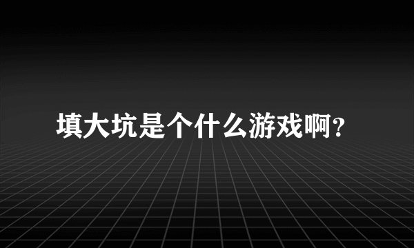 填大坑是个什么游戏啊？