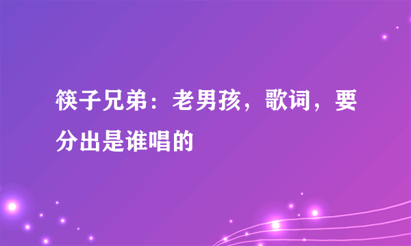 筷子兄弟：老男孩，歌词，要分出是谁唱的