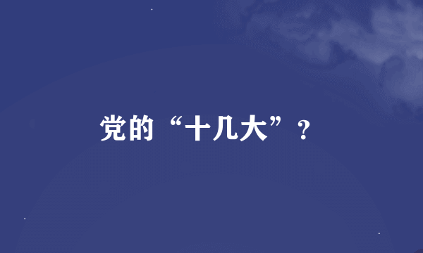 党的“十几大”？